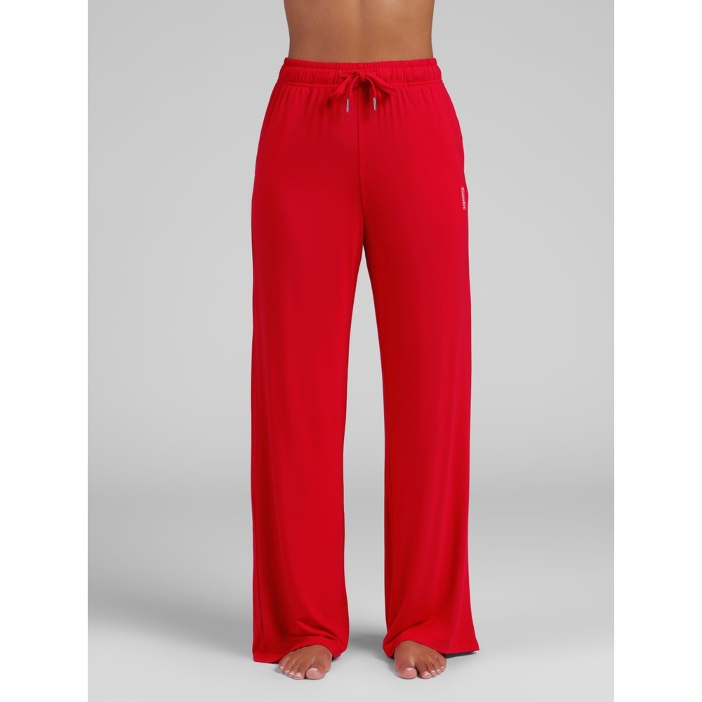Comfrt Cloud Lounge Pants Womens Large Cherry Red Drawstring Rayon Wide Leg